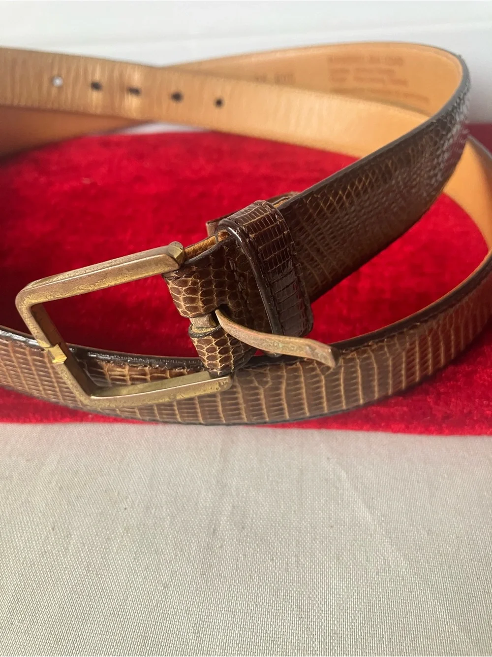 Trafalgar Belt Burnished Java Lizard Brown Sz 38.